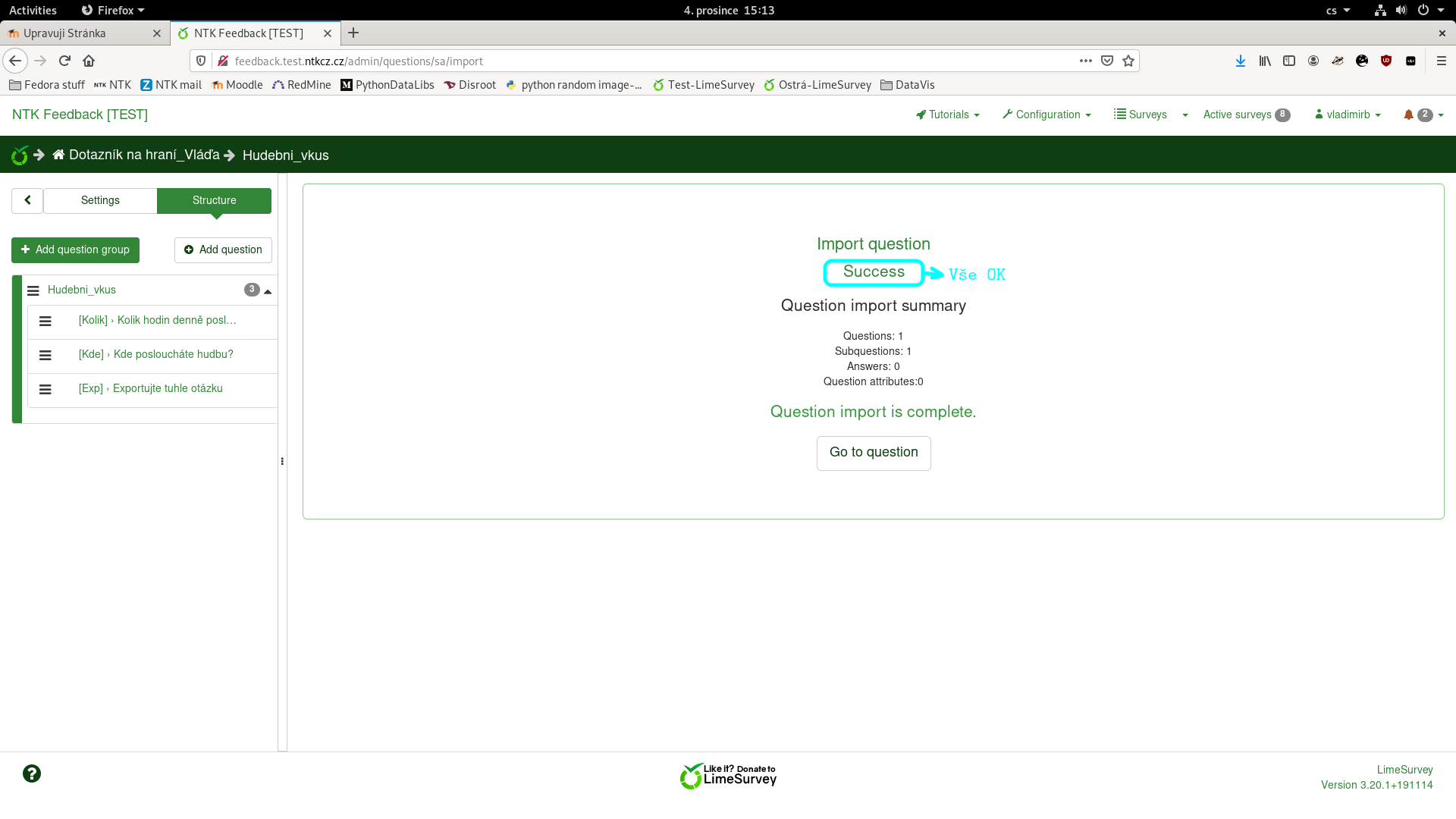 Succesful Import v LimeSurvey