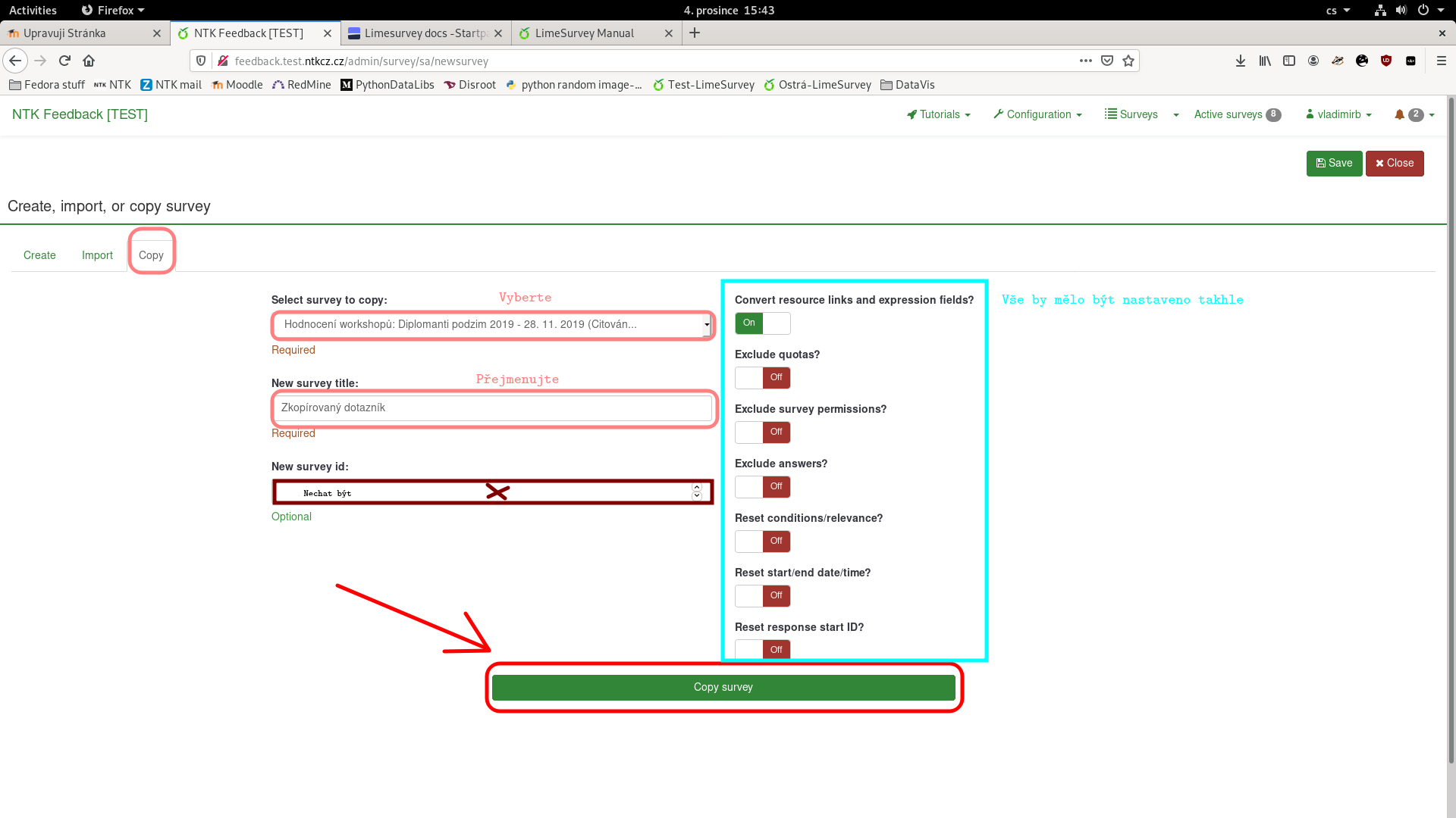 Zkopírovat dotazník